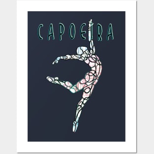 Capoeira Dancer Jump with Text Posters and Art